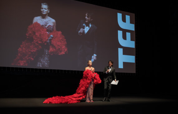 Sharon Stone e Giulio Base sul palco del Torino Film Festival