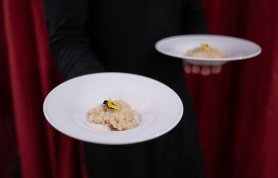 fotografo food torino primo piano di due piatti in mano ad un cameriere